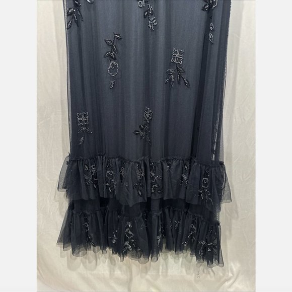 NWT $698 Mac Duggal [ 16W ] Embellished Flutter Tiered Long‎ Sleeve Gown Q634 - Picture 11 of 16